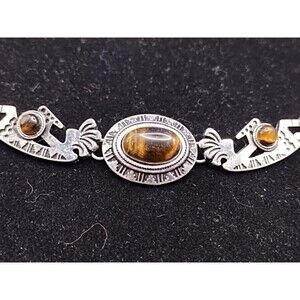 Canyon Sky Tigers Eye Silver Kokopelli Blet Tribal Bracelet